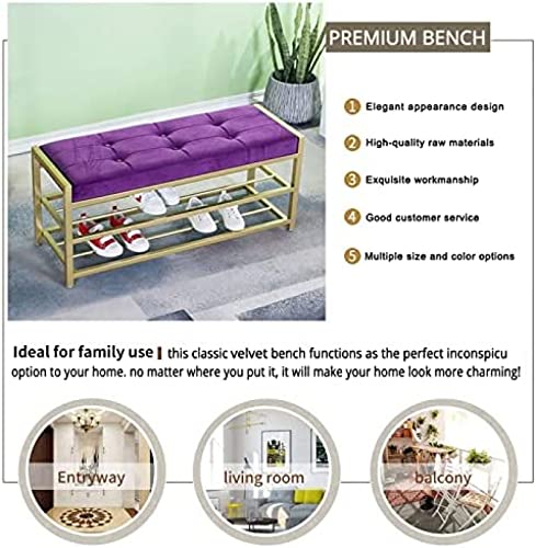 SoOSSN Entryway Bench with Golden Shoe Shelf,Modern Shoe Bench Shoe Organizer Bench Seat,Shoe Rack Bench Shoe (Color : Purple, Size : 47x14x18inch)