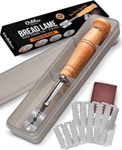 orblue bread lame dough scoring tool for artisan bread, razor and lame bread tool with 12 blades included