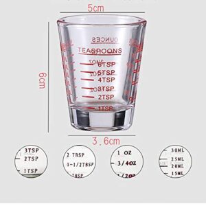 Shot Glasses Measuring cup Espresso Shot Glass Liquid Heavy Glass Wine Glass 26-Incremental Measurement 1oz, 6 Tsp, 2 Tbs, 30ml By BCnmviku (2 pack-Black + 2 pack-Red)