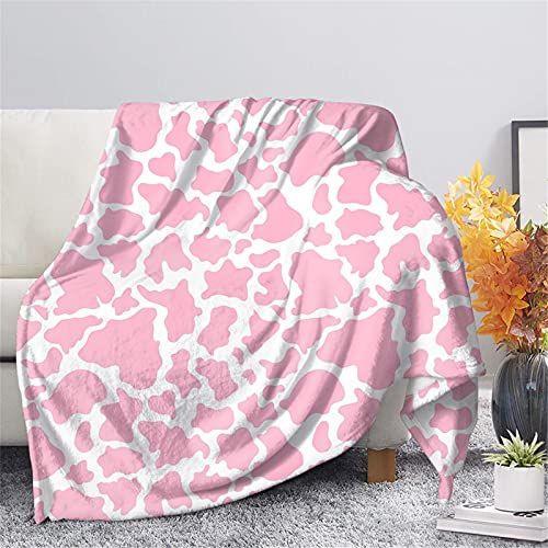 Belidome Pink Cow Print Warm Throw Blanket All Season Throw for Bed Couch Sofa