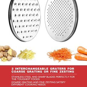 Cheese Grater Citrus Lemon Zester with Food Storage Container & Lid - Perfect For Hard Parmesan Or Soft Cheddar Cheeses, Ginger, Vegetables, Butter, Chocolate & Nutmeg (Black)