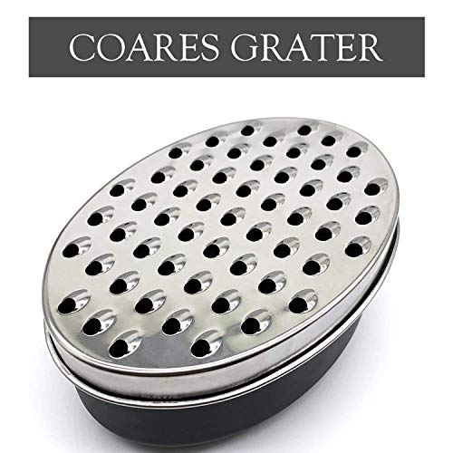 Cheese Grater Citrus Lemon Zester with Food Storage Container & Lid - Perfect For Hard Parmesan Or Soft Cheddar Cheeses, Ginger, Vegetables, Butter, Chocolate & Nutmeg (Black)