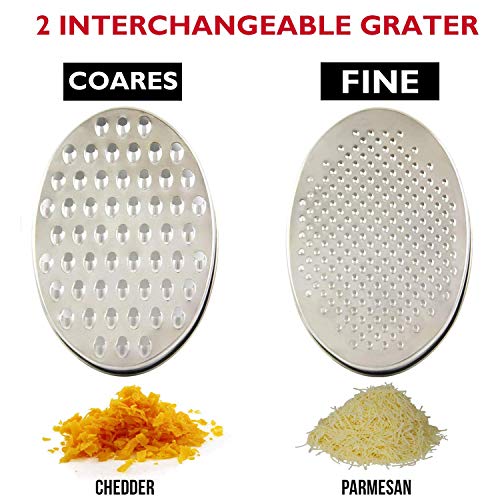 Cheese Grater Citrus Lemon Zester with Food Storage Container & Lid - Perfect For Hard Parmesan Or Soft Cheddar Cheeses, Ginger, Vegetables, Butter, Chocolate & Nutmeg (Black)