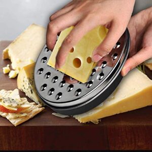 Cheese Grater Citrus Lemon Zester with Food Storage Container & Lid - Perfect For Hard Parmesan Or Soft Cheddar Cheeses, Ginger, Vegetables, Butter, Chocolate & Nutmeg (Black)