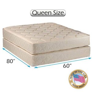 Comfort Classic Gentle Firm (Queen 60"x80"x9") Mattress and Box Spring Set - Fully Assembled, Orthopedic - Quality Long Lasting and 1 Sided by Dream Solutions USA