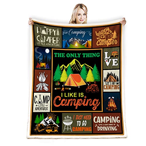 Juirnost Camping Gifts Camping Blankets Best Gifts for Rv Owners Happy Camper Blanket Gifts for Camping Campfire Blanket Camper Throw Blanket Camper Gifts Camping Lovers Gift Ideas for Men or Woman