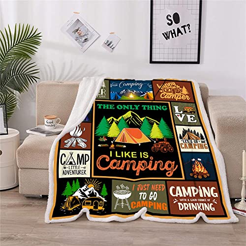 Juirnost Camping Gifts Camping Blankets Best Gifts for Rv Owners Happy Camper Blanket Gifts for Camping Campfire Blanket Camper Throw Blanket Camper Gifts Camping Lovers Gift Ideas for Men or Woman