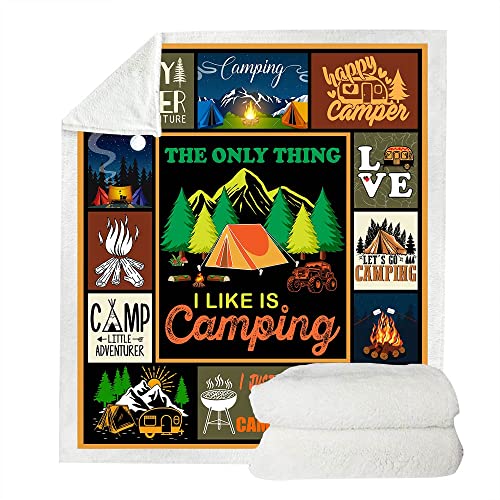 Juirnost Camping Gifts Camping Blankets Best Gifts for Rv Owners Happy Camper Blanket Gifts for Camping Campfire Blanket Camper Throw Blanket Camper Gifts Camping Lovers Gift Ideas for Men or Woman