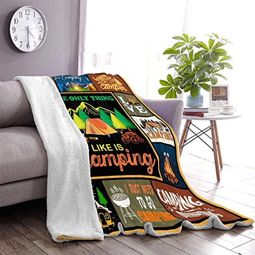 Juirnost Camping Gifts Camping Blankets Best Gifts for Rv Owners Happy Camper Blanket Gifts for Camping Campfire Blanket Camper Throw Blanket Camper Gifts Camping Lovers Gift Ideas for Men or Woman