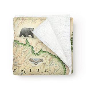 yosemite national park map fleece blanket - hand-drawn original art - soft, cozy, and warm throw blanket for couch - unique gift - 58"x 50"