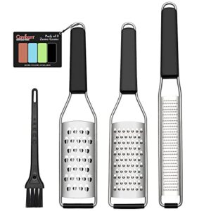cambom cheese grater citrus zester lemon zester pack of 3-304 stainless steel - a sharp tool for parmesan cheese, ginger, garlic, nutmeg, chocolate, vegetables，fruits，dishwasher safe
