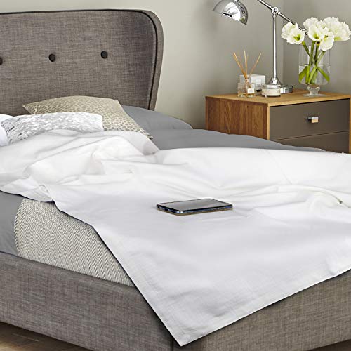 Urban Villa Cotton Thermal Blanket Made from 100% Soft Premium Cotton, Plain Weave, White, Twin 66"x 90", Perfect for Layering in Bed, LINT Free