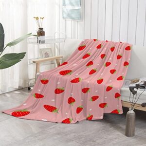 anantacaritra pink strawberry blanket flannel throw soft blanket lightweight plush for couch bed sofa car all seasons multi-size 120"x90" extra large for family