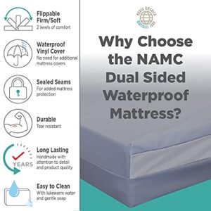 NAMC Bed-wetting Mattress - Dual-Sided: Firm or Soft, Durable Vinyl Cover - Twin