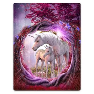sxchen blanket throw purple tree beautiful unicorn 60x80 inch (color 4)