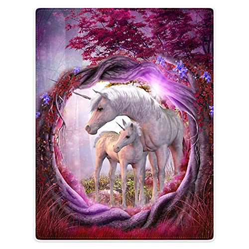 SXCHEN Blanket Throw Purple Tree Beautiful Unicorn 60x80 inch (Color 4)