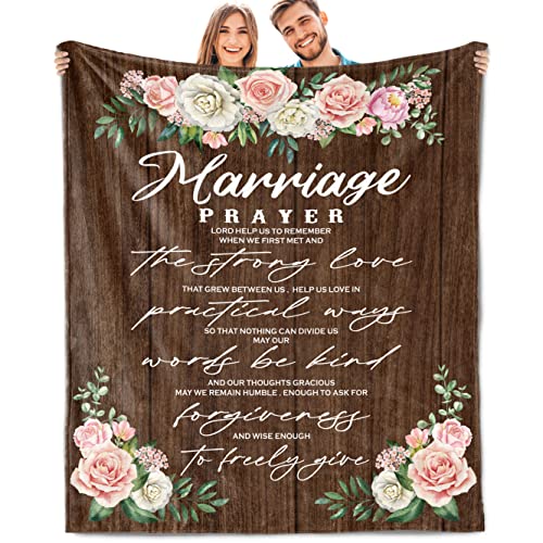 Sqovulw Marriage Prayer Blanket Anniversary Wedding Gifts for Couple Unique 2023 Bridal Shower Gifts for Bride to Be Newlywed Engagement Gifts for Couples Valentine's Day Throw Blanket 50X60 Inch