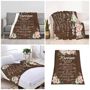 Sqovulw Marriage Prayer Blanket Anniversary Wedding Gifts for Couple Unique 2023 Bridal Shower Gifts for Bride to Be Newlywed Engagement Gifts for Couples Valentine's Day Throw Blanket 50X60 Inch