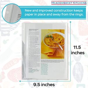 Meadowsweet Kitchens Full Size Clear Plastic Sheets Protector Pages for Recipe Organizer - 20 Clear Sheet Protectors for 3 Ring Binder, Plastic Sleeves for Paper Recipes, 8.5 x 11 Page, 3 Hole Punched