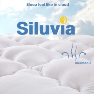 Siluvia Queen Mattress Topper with 400TC 100% Viscose Cover Extra Thick Pillowtop Cooling Mattress Topper Queen Mattress Pad White with 8-21 Inch Deep Pocket 3D Snow Down Alternative Fill