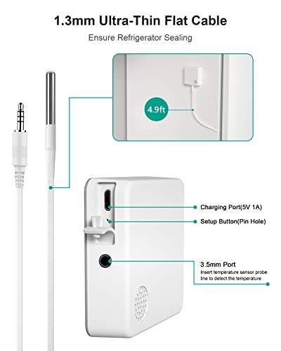 MOCREO ST4 WiFi Thermometer Freezer Alarm, Email Alert, App Notification, Data Record Export, No Subscription Fee, Remote Wireless Temperature Sensor for Refrigerator, Freezer, Hot Tub (2 Pack)