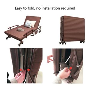 SHENXINCI Double Folding Be,with Mattress Portable Foldable Guest Beds Rollaway Beds for Adults with Luxurious Memory,5 Inch Foam Mattress and Super Sturdy Frame, 4 Size/Brown