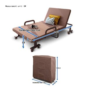 SHENXINCI Double Folding Be,with Mattress Portable Foldable Guest Beds Rollaway Beds for Adults with Luxurious Memory,5 Inch Foam Mattress and Super Sturdy Frame, 4 Size/Brown