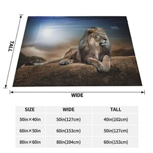 Lion Blanket Lion King Throw Blanket for Adults Moonlight Lion Decor Animal Blanket Super Warm Soft Plush Lightweight Fleece Flannel Blanket Winter Sofa Bedding Blanket Gifts for Kids Women 60"x80"