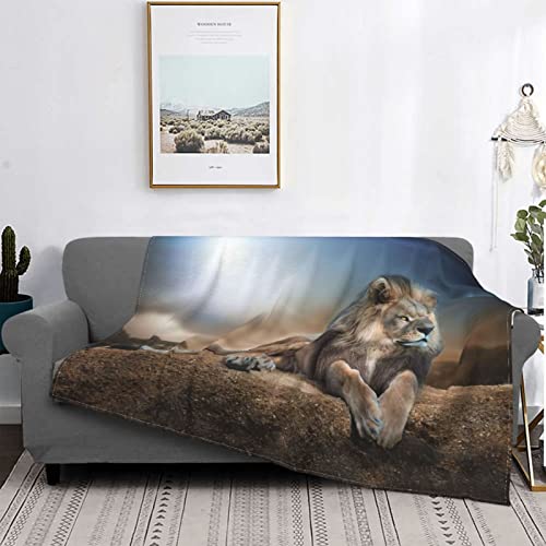 Lion Blanket Lion King Throw Blanket for Adults Moonlight Lion Decor Animal Blanket Super Warm Soft Plush Lightweight Fleece Flannel Blanket Winter Sofa Bedding Blanket Gifts for Kids Women 60"x80"