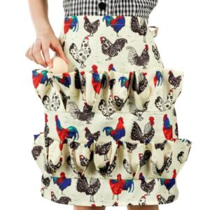 homaisson egg apron, 15 pockets durable canvas egg collecting holding apron egg gathering apron for chicken duck goose eggs, egg carrier canvas apron for housewife farmhouse