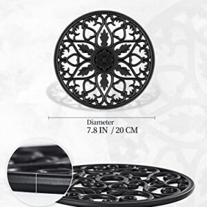 SMARTAKE 6 Set Silicone Trivet Mats, Multi-Use Carved Trivet Mat, Insulated Non-Slip Durable Kitchen Mats, Flexible Modern Kitchen Table Mat, for Hot Dishes, Pots, Dining Countertop, Black