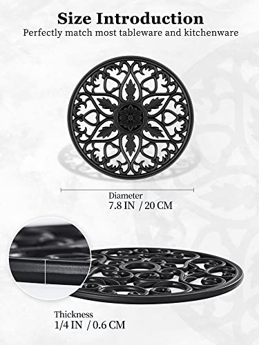 SMARTAKE 6 Set Silicone Trivet Mats, Multi-Use Carved Trivet Mat, Insulated Non-Slip Durable Kitchen Mats, Flexible Modern Kitchen Table Mat, for Hot Dishes, Pots, Dining Countertop, Black