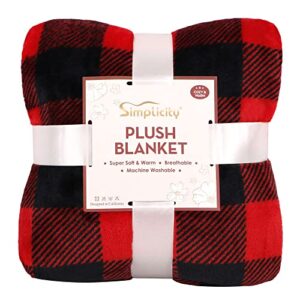 winter warm red and black buffalo plaid patterned decorative super soft twin woven fleece couch throw blanket