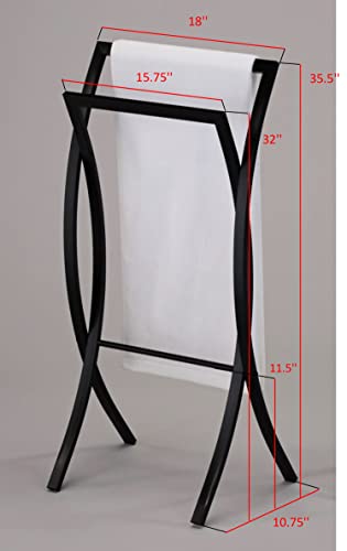 Kings Brand Furniture - Rusbac Metal Modern Freestanding Towel Rack Stand, Black