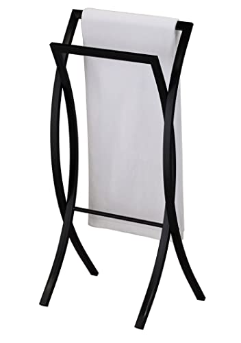 Kings Brand Furniture - Rusbac Metal Modern Freestanding Towel Rack Stand, Black