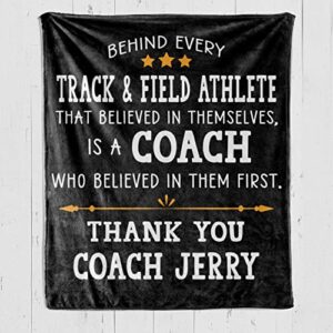 Personalized Track and Field Coach Gifts for Men Or Women, Sports Coach Appreciation Gifts Blanket, Custom Track and Field Blanket for Coach, Thank You Coach End of Season Gifts from Team