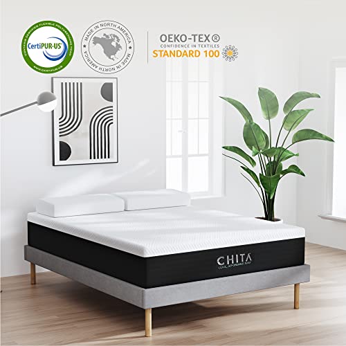 CHITA Full Size Hybird Mattress,10 Inches Gel-Infused Mattress,Fiberglass Free 7 Zone Pocket Spring Mattress,Mattress in a Box,100 Night Trial-10 Years WarrantyCertiPUR-US Certified