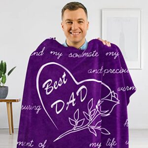 Personalized Flannel Blanket Bed Throw to Dad/Father Gift/Present for Father’s Day Birthday Thanksgiving Day Christmas Healing Thoughts Throws Emotion Transmission with Gift Bag and Wish Card