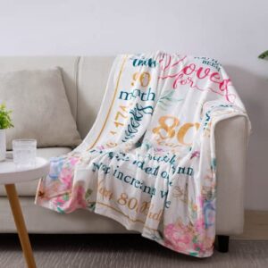 80th Birthday Decorations for Women,80th Birthday Gifts for Women,Best 80th Birthday Gifts,Happy 80th Birthday Decorations for Her,Wife,Sister,Friend,Soft Throw Blanket 50" X 60"