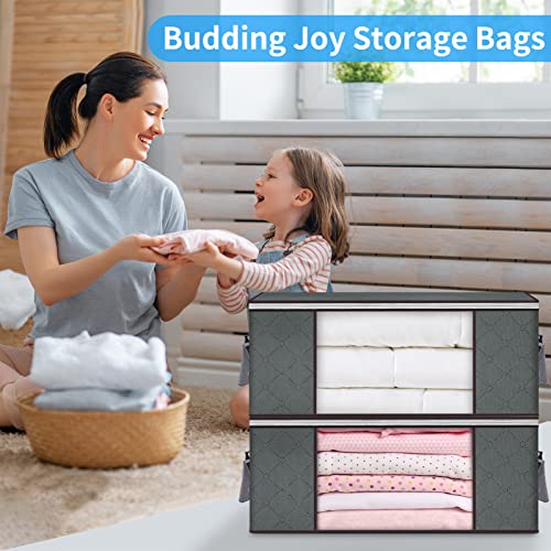 6 Pack 90L Large Storage Bags & 6 Pack 35L Clothes Storage Bags, Clothes Storage Bins Foldable Closet Organizers with Durable Handles with Clear Window for Clothes Pillow Blankets Bedding