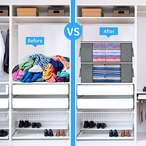 6 Pack 90L Large Storage Bags & 6 Pack 35L Clothes Storage Bags, Clothes Storage Bins Foldable Closet Organizers with Durable Handles with Clear Window for Clothes Pillow Blankets Bedding