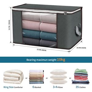 6 Pack 90L Large Storage Bags & 6 Pack 35L Clothes Storage Bags, Clothes Storage Bins Foldable Closet Organizers with Durable Handles with Clear Window for Clothes Pillow Blankets Bedding