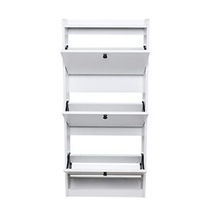 TFCFL 3 Tier Modern Shoe Cabinet,Shoe Storage Shelf Organizer for Entryway, Shoe Cabinet with Doors, White