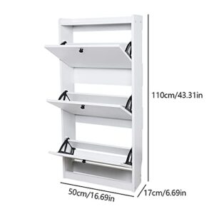 TFCFL 3 Tier Modern Shoe Cabinet,Shoe Storage Shelf Organizer for Entryway, Shoe Cabinet with Doors, White