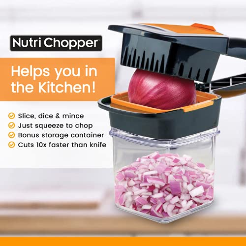 Nutrichopper with Fresh-keeping container Vegetable Chopper Onion Chopper Egg Slicer - Chops, Slices, Cubes, Wedges Multi-purpose Food Chopper with Stainless Steel Blades Veggie Chopper As Seen On TV