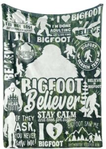 innobeta bigfoot gifts for men women, sasquatch gifts, flannel blanket for sasquatch lovers, funny idea for bigfoot lover, 50" x 65", green forest