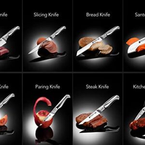 WIZEKA Kitchen Knife Set with Block, NSF Certified 15pcs German Steel 1.4116 Knife Block Set, Professional Chef Knife Set with Built-in Sharpener, Starry Sky Series