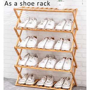 WUQIAO Foldable Large Shoe Rack Stackable Storage Shelves, No Need to Install, Stable and Durable, 5 Levels Large Capacity, Can Be Used As Decorative Racks and Flower Stand