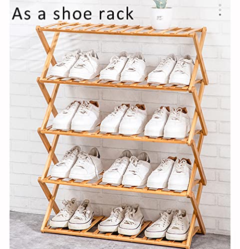 WUQIAO Foldable Large Shoe Rack Stackable Storage Shelves, No Need to Install, Stable and Durable, 5 Levels Large Capacity, Can Be Used As Decorative Racks and Flower Stand