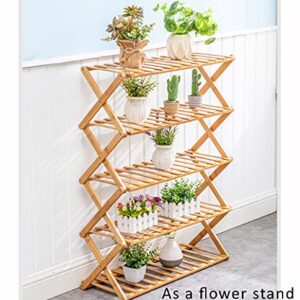 WUQIAO Foldable Large Shoe Rack Stackable Storage Shelves, No Need to Install, Stable and Durable, 5 Levels Large Capacity, Can Be Used As Decorative Racks and Flower Stand